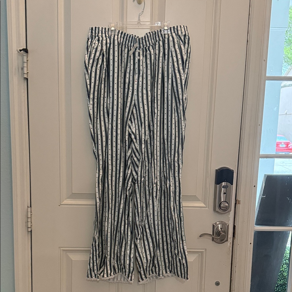 aerie Navy and White Vertical Stripe Lounge Pants